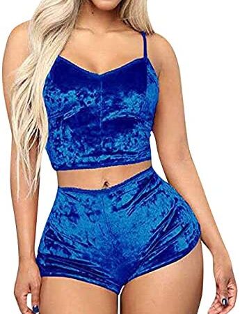 AMhomely UK Stock Sale Women's Sexy Homewear V-neck Golden Diamond Velvet Sling Set Sexy Lingerie Babydoll Sleepwear Nightwear Set Ladies Comfort Cotton Everyday Bra Gift for her Girls