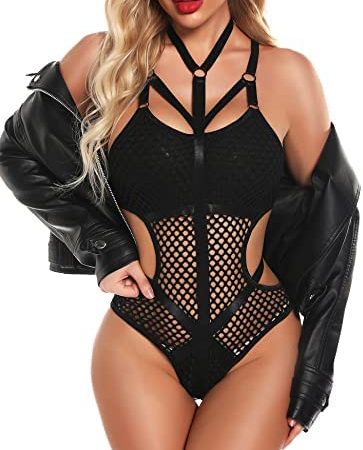 Aranmei Sexy Lingerie for Women Mesh Bodysuit One Piece Women's Swimsuit See Through Lingerie