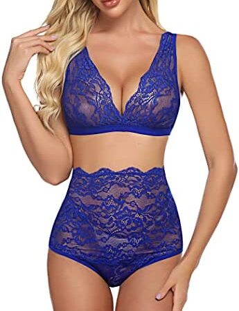 Avidlove Women Lingerie Sets Sexy Bra and High Waist Panties Set Sheer Lace Strappy Babydoll Sleepwear