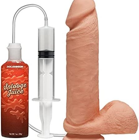 Doc Johnson - The D - The Perfect D - Squirting 8" Dual Density Realistic Dildo with Balls - ULTRASKYN