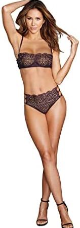 Dreamgirl Women's M Venise Embroidery Bra & G-String Set with Strappy Elastic Back Lingerie, Eggplant, Medium