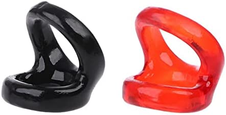 Silicone Dual Lock Cock Ring Penis Enhancer Prolong Erection Stretchy Male Delay Training Rings Men Endurance Exercise Bands Black Magicnitz (Red)