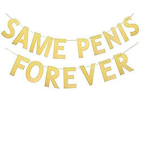 Yueshop Wedding Hen Party 'Same Penis Forever' Gold Bunting Banner Garland Photo Props Hanging Sign Bridal Shower Party Decor