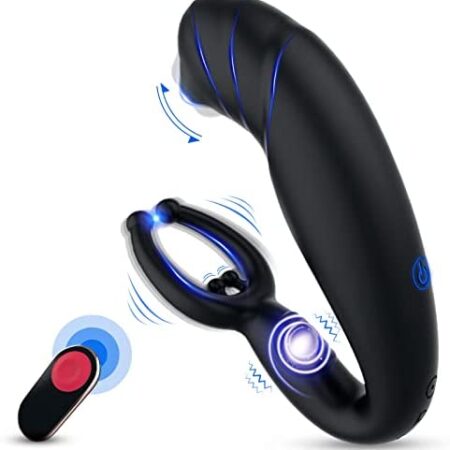 Anal Vibrators Male Sex Toys Vibrating Cock Ring with Testicle Clitoral Stimulator, Butt Stimulator Plug Penis Ring with 9 Sliding Vibrating Prostate Massage Anal Plug COC Sex Toys4couples Men & Women