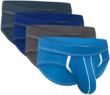 Bulge Enhancing Pouch Sport Brief Underwear for Men – 1 or 4 Pack Ice Silk Briefs with Size B or D Sized Pouch