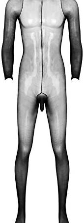 YiZYiF Mens See Through Leotard Bodysuit Open Penis Sheath Footed Full Body Stockings Pantyhose