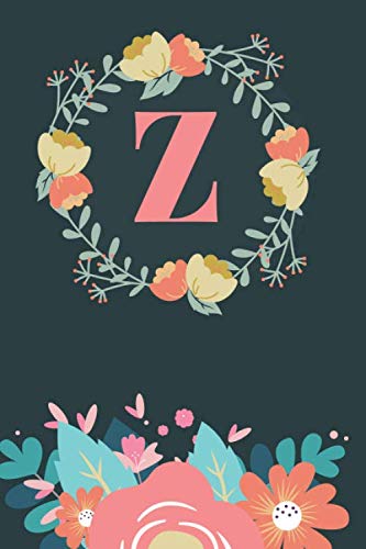 Z: Cute Alphabet Initial Letter Z is Great Gift Lined Journal Notebook ,Pretty Personalized Medium Diary For Writing & Note Taking Boys Girls Teens ... , gag, college ,Gold Pink Floral Print