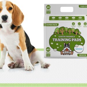 Pogi's Training Pads - Medium, Super-Absorbent, Puppy Pee Pads with Sticky Tabs for Small to Medium Sized Dogs (Medium - 45 x 60 cm, 40-Count)