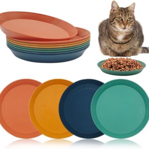 8 Pieces Whisker Fatigue Relief Cat Bowl,YuCool 6 Inch Shallow Cat Food Dish Flat Bowl for Cat Food for Kittens and Short Legged Cat(Round)