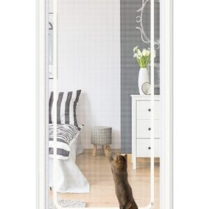 Cat Screen Door Fits Door Size 90cm x 200cm, Heavy Duty Pet Screen Door, Prevent Dogs Cats from Running around, Partition Mesh Cat Door Screen, Double Zip