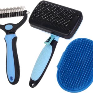 Tahbarshi 3 Pack Self Cleaning Slicker Dog Hair Brush Cat Comb, Double Sided Undercoat Rake Dematting Deshedding Tool, for Dogs & Cats Cat Massage Comb Multifunctional Cat Grooming Brush