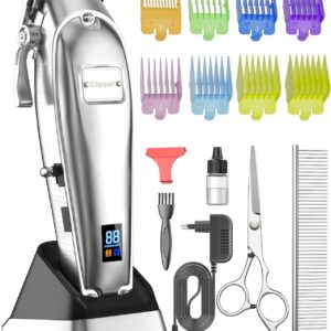 oneisall Dog Clippers Professional for Thick Hair,Dog Grooming Kit, 2 Speed Cordless Pet Hair Trimmer Shaver with Metal Blade for Dogs Cats