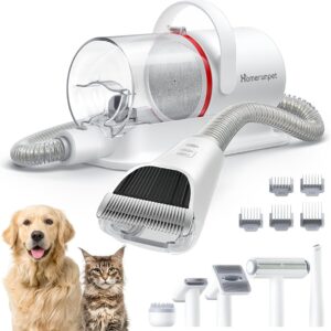 HomeRunPet Ultra Quiet Pet Vacuum, Suction 99% pet Hair, 6 Tool Grooming Kit, Anti Shedding, 1.85L Dust Cup, Home Grooming & Cleaning for Dogs, Cats, Others