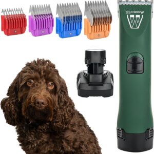 MASTERCLIP Cordless Dog Clippers for Cockapoos Labradoodles Poodles & Cavapoos, Dog Grooming Kit, Pet Shaver Trimmer for Dogs with 2 Batteries, 10 Blade & 3mm, 6mm, 10mm, 13mm Comb Guides.