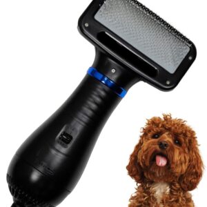 Animal Planet 59609 2 in 1 Pet Hair Dryer and Grooming Slicker Brush/Adjustable Temperature/Portable, Quiet and Gentle on Cat & Dog Fur