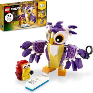 LEGO Creator 3in1 Fantasy Forest Creatures, Woodland Animal Toys Set for Kids - Rabbit to Owl to Squirrel Figures, Gifts for 7 Plus Year Olds 31125