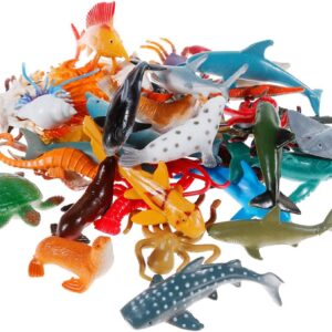 Sea Animal Figures Animal Toys 38PCS - Nabance Mini Sea Animal Toys Set Realistic Animal Sea Life Figures Toy Educational Animal Learning Toys Bath Toys for Child