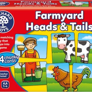 Orchard Toys Farmyard Heads & Tails Game - Matching & Pairing Memory Game - Educational Toddler Toys and Games for Boys and Girls 18-Month-Old+ - Early Years Animal Pairs/Snap Cards - 1-4 Players