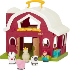 Battat - Big Red Barn - Animal Farm Foldable Playset with pig, horse, cow, sheep and farmer for Toddlers 18 months+ (6 pieces)