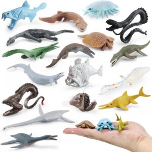 iftnotea Sea Ocean Toy Animal Figures, 17PCS Plastic Mini Ancient Marine Reptiles & Sea Creature Figurines with Fish Prehistoric Animals, Party Decoration Montessori Toy for Kids Toddlers 3-5 5-8