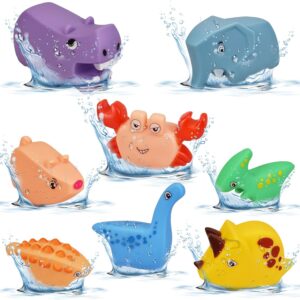 Hayoom Baby Bath Toys for 6-12 Months, Floating Animals Bath Toys (8PCS), Toddler Soft Bath Toys for 2 Year Olds, Sensory Learning Bath Toys for 1+ Year Old Boys Girls