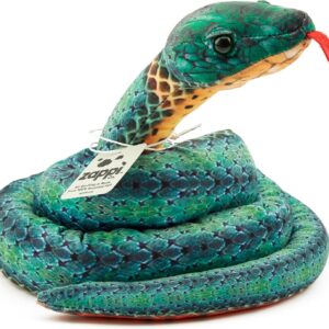 Zappi Co Kids Stuffed Soft Cuddly Plush Snake Toy - Part of Safari Animals Collection: Realistic and Lifelike, Perfect for Kids (180 cm Length)(Green Ring)