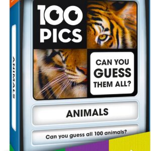 100 PICS Animals Travel Game - Family Flash Cards, Pocket Puzzles For Kids And Adults