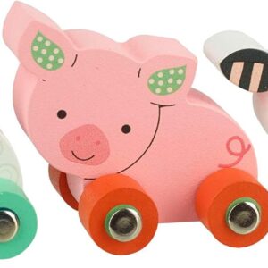 My First Farm Yard Vehicles - Wooden Farm Animal Vehicles, Toy Cars - Wooden Toys 1 Year Old and Toddler Toys - Fun Educational Small World Toys, Early Development & Activity Toys by Orange Tree Toys