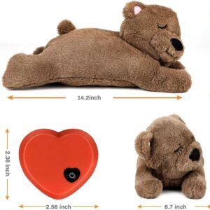 E-More Puppy Toy with Heartbeat, Puppies Separation Anxiety Dog Toy Soft Plush Sleeping Buddy Behavioral Aid Toy Puppy Heart Beat Toy for Puppies Dog Pet, Bear Shape