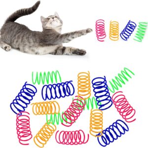 16 PCS Colorful Spring Cat Toys Interactive Kitten Toys for Boredom Durable Soft Plastic Cat Spring Toy for Swatting, Biting, Hunting Kitty Toy