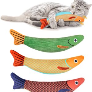 Aibuddy Catnip Toy, 3PCS Cat Chew Toys, Bite Resistant Catnip Toys with Bell Inside, Plush Cartoon Kitten Teething Interactive Toy