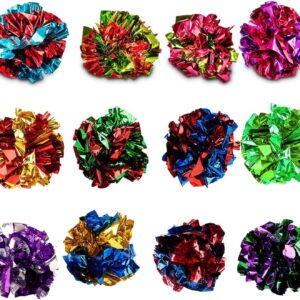 SunGrow Cat Crinkle Balls, 3.8-5 cm, Lightweight and Multicolor, Ideal for Kittens and Adult Cats, 12 Pcs per Pack