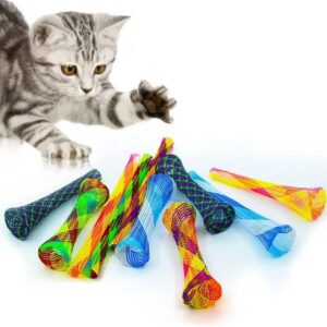 AIMICOCA 30 Pack Cat Tube Spring Toy, Interactive Cat Toy for Indoor Cats, BPA-Free Colorful Cat Plastic Coil for Kittens to Swat, Bite, Hunt (Random Color)