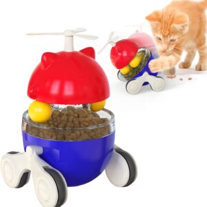 Pawmate Tumbler Leakage Ball Pet Toy for Kittens,Interactive Cat Toys for Indoor Cats Treat Dispensing Wheel Feeder for Cat Kitten Turntable Toy Leakage Food Ball,Creative Pet Products(Navy)