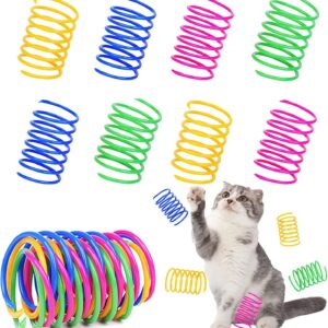 Menmamenma 12 Pcs Cat Spring Toys Colorful Spring Cat Toy BPA-free Plastic Coil Spiral Springs Pet Interactive Toys for Cat Kitten Pets Novelty Swatting Training Fun Gift