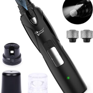 Pet Nail Grinder with LED Light & 2 Grinding Heads, 2-Speed Low Noise & More Powerful Dog Nail Grinder, Pet Nail Trimmer File, Painless Paw Claw Care, Quiet Toenail Grooming Tool for L/M/S Dogs/Cats
