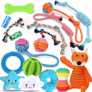 18 Pack Puppy Toys, for Small Dogs and Puppies, Rope Toy Set and Speaky Plush Toys, Puppy Chew Toys
