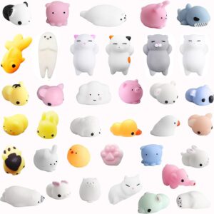 36pcs Mochi Squishy Toys, MonQi Kawaii Mini Animal Squishy Toys, Squishy Squeeze Toy, Squishy Fidget Toys, Squishy Party Bag Fillers for Boys Girls Birthday Gifts (with 1 Storage Bag )