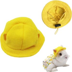 ANIAC Funny Cat Hat for Cat XXS Dog Sun Hat with Ears Hole Rabbit Outfit for Bunny Mini Sombrero Puppy Hat Party Costume Head Accessories for Kitten Kitty Small Breeds (Yellow)