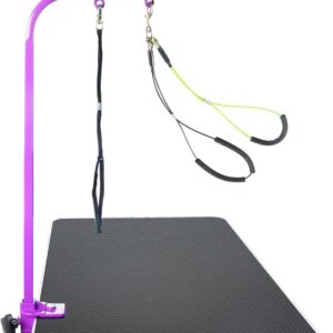 Gravitis Pet Supplies Adjustable 36” Grooming Arm with Clamp and Dog Grooming Loop with Small/Medium Haunch Holder – Suitable for use with Dog Grooming Table (Purple)