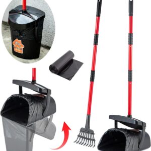 HUZSV Pooper Scooper Large Swivel Bin & Rake for Large & Small Dogs Non-Breakable Dog Poop Scooper with 20 Waste Bags Easy to Clean Pet Waste Use on Grass, Dirt or Gravel - Pet Supplies