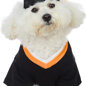 Impoosy Dog Graduation Shirts with Pet Graduation Hats with Yellow Tassel Puppy Graduation Costumes for Dogs Cats Holiday Costume Accessory (XL)