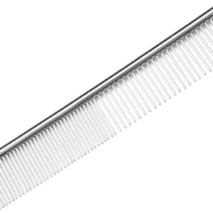JOCXZI 1 Piece Stainless Steel Dog Salon Combs Pet Care Comb Rounded Teeth Dog Comb for Large, Medium and Small Dogs and Cats with Kinky Short/Long Hair