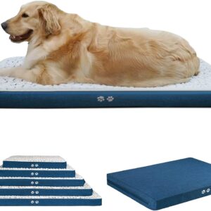 KROSER Reversible Dog Bed (Cool & Warm), 106cm Pet Bed Mattress with Water Absorbing & Waterproof Linings, Removable Machine Washable Cover, Firm Support Pet Mat for X-Large Dogs up to 41kg