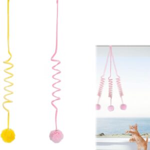 LEFSDVF cat toys,2 Packs Door Hanging Cat Toy,Hanging Door Cat Kitten Jumpy Plush Toy Cat Toy Interactive Retractable Cat String Toy for Indoor Cats Chasing Playing Exercising Toys (Pink+Yellow)