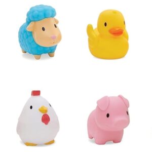 Munchkin Floating Farm Animal Themed Rubber Bath Squirt Toys for Baby, Pack of 8