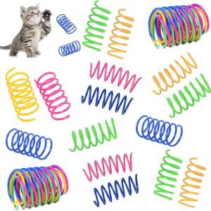 Nersgers 32 Pcs Cat Toys,Cat Toys for Indoor Cats Adult Colorful Spring Cat Toy Kitten Toys Bpa-Free Plastic Coil Spiral Springs Recycled Toys for Cat Bouncing Play Training Fun Gift for Cats