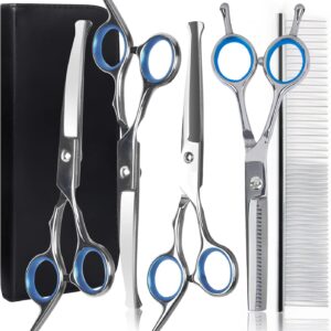 NiCoLa Pet Grooming Scissors Set - 6-Inch Professional Pet Grooming Scissors Set, Titanium Pet Groomer Set, Straight and Curved and Sparse Scissors/Shears Set