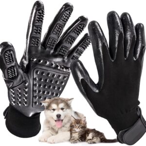 Pet Dog Cat Grooming Glove, Massage and Grooming Tool Glove for Cats, Dogs,Rabbits & Horses, Deshedding Brush Mitt for Short Medium Long Pet Hair