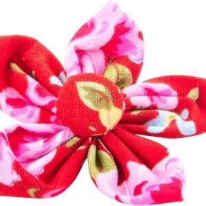 Pet Pooch Boutique Vintage Flower Collar Accessory for Dog, Red